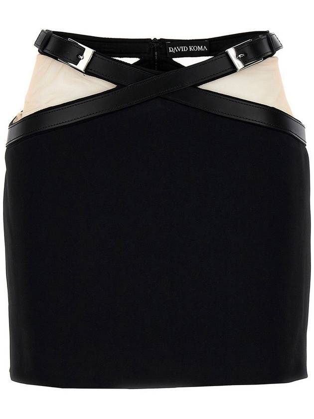 David Koma cross waist band net insert skirt
