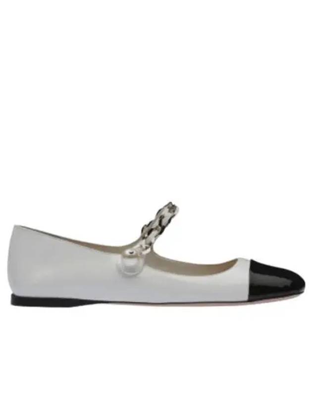 W 미우 미우 페이턴트 레더 발레리나 화이트 블랙 W Miu Miu Patent Leather Ballerinas White Black