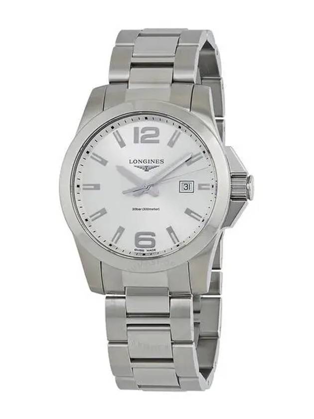 4168894 Longines Conquest Silver Dial Stainless Steel Mens 43mm Watch