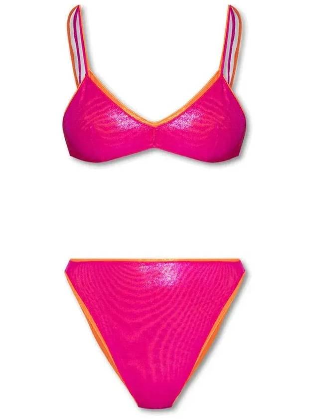 Oseree 글로시 레이어드 비키니 세트 MMF2240_ORANGEFUCHSIA