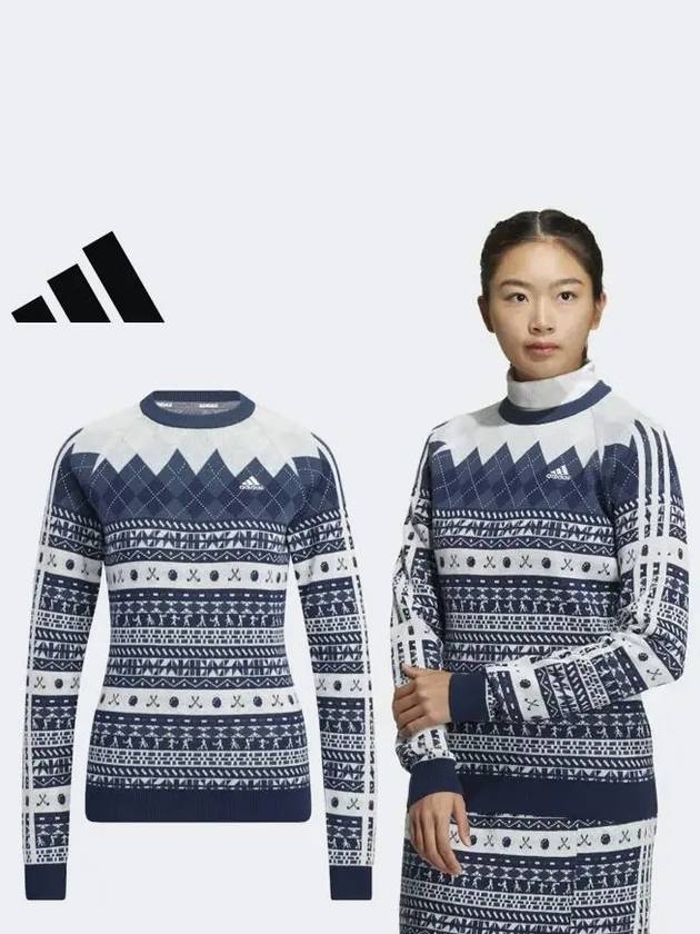 아디다스골프 HG5796 여성 그래픽 긴팔 스웨터 풀오버