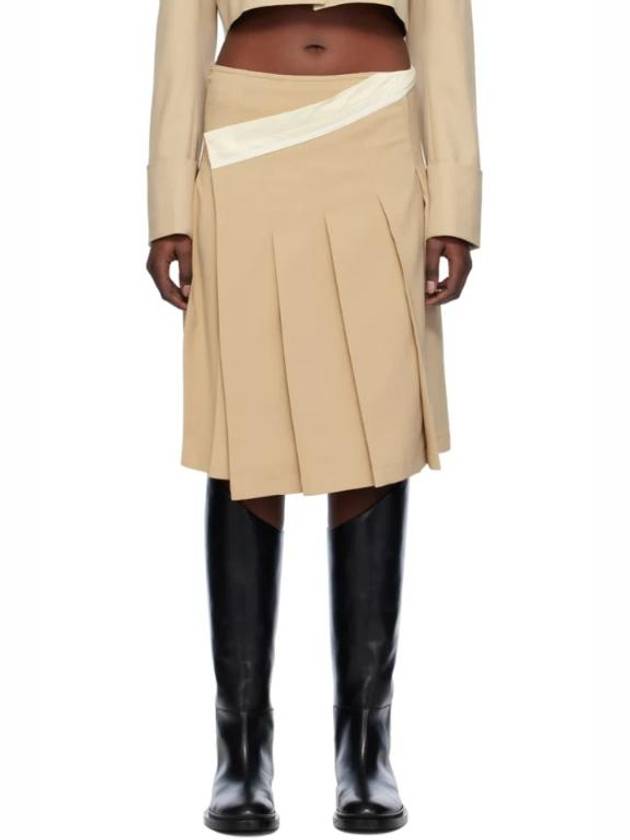 로우클래식 베이지 랩 스타일 미디 스커트 Beige