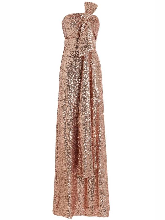 STRAPLESS SEQUINED GOWN WITH BOW