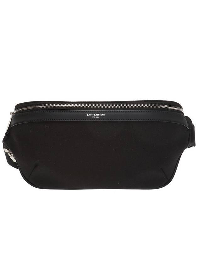 생로랑 클래식 캔버스 로고 벨트 백 블랙