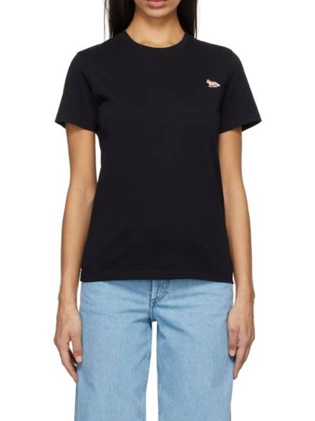 메종키츠네 베이비 폭스 패치 반팔티 티셔츠 립니트 코튼 블랙 여성