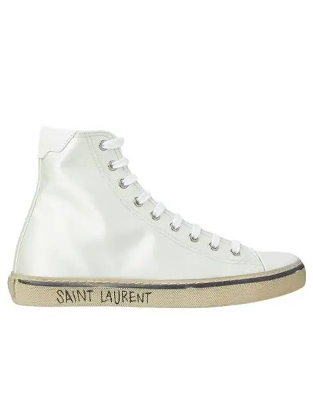 W 생로랑 스무스 레더 크레페 사틴 말리부 미드탑 스니커즈 화이트 W Saint Laurent Malibu Mid Top Sneakers in Crepe Satin and Smooth Leather White