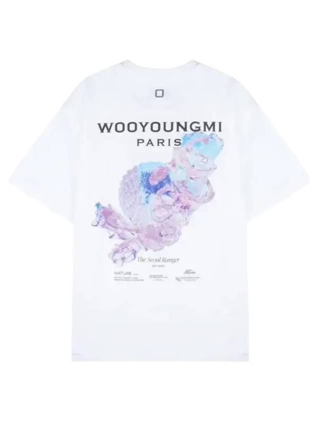 우영미 3D 코랄 백 로고 반팔 티셔츠 화이트