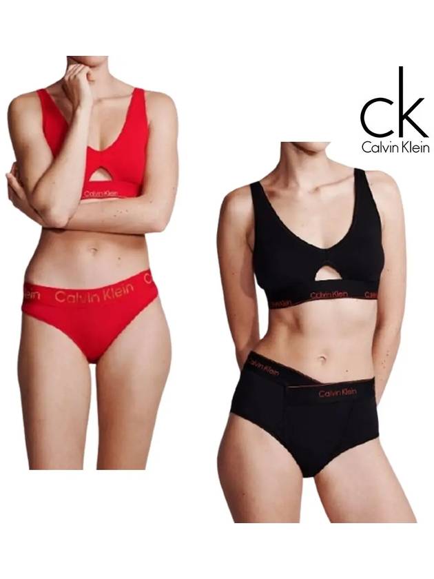 캘빈클라인 브라렛 여성 로고 컷라인 브라 블랙 레드