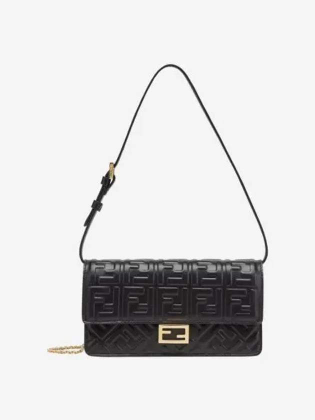 펜디 나파 레더 바게트 체인 지갑 블랙 Fendi Nappa Leather Baguette Chain Wallet Black
