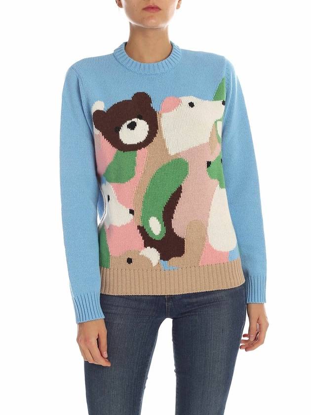 Vivetta Light blue pullover with multicolor intarsia