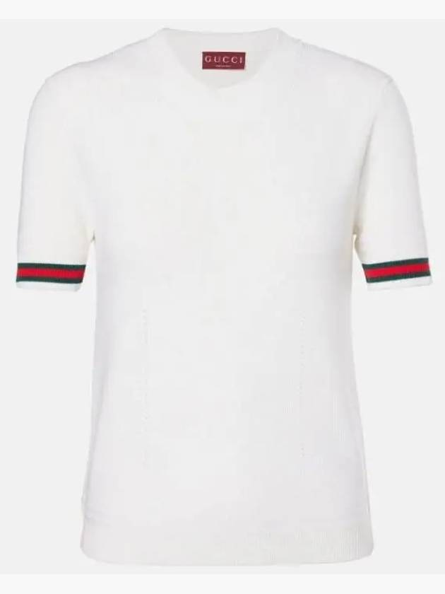 구찌 웹 스트라이프 울 탑