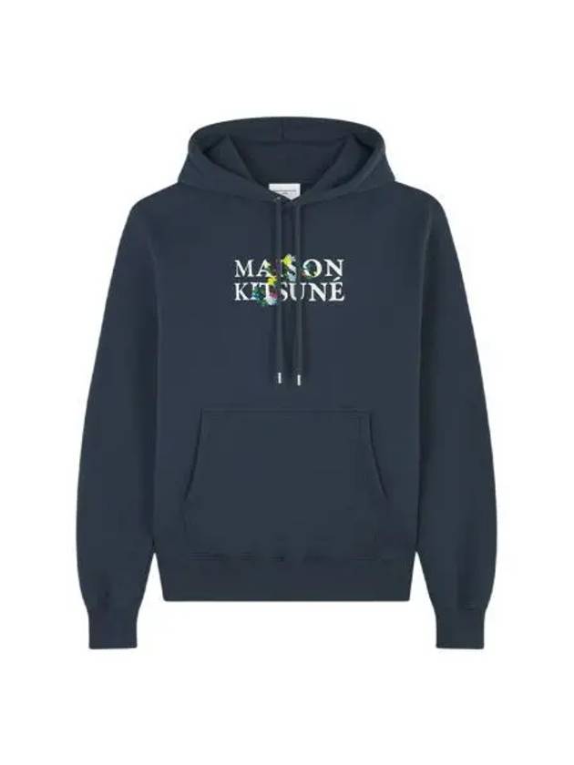 메종 키츠네 메종 키츠네 플라워 컴포트 후드 잉크 블루 Maison Kitsune Flowers Comfort Hoodie Ink Blue