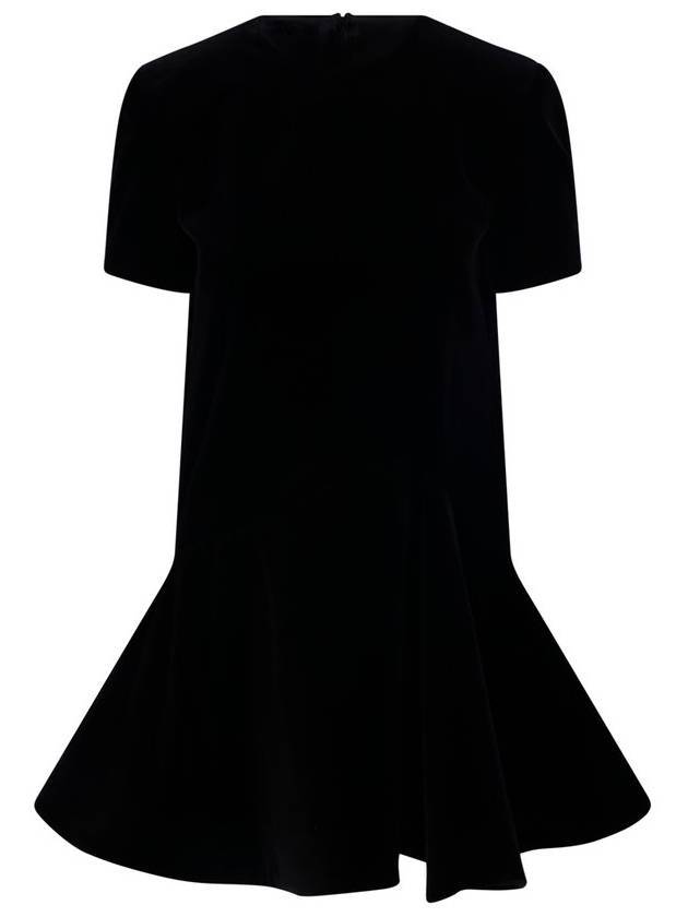 발렌티노 어시메트릭 헴 크루넥 숏 원피스 블랙