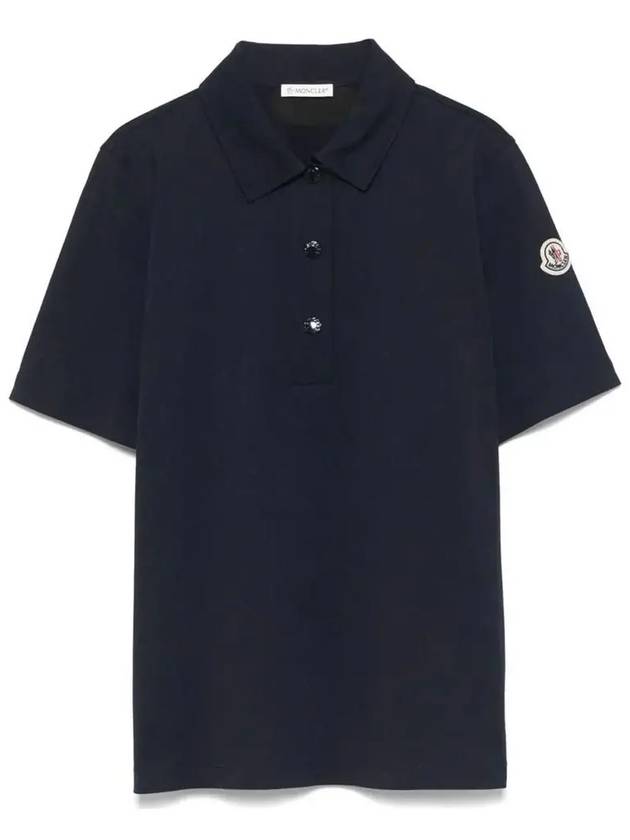 몽클레르 25SS 8A00002 89AJS 778 로고 패치 네이비 블루 코튼 폴로 셔츠