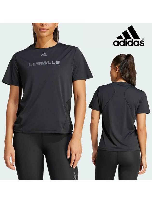 아디다스 반팔 여성 레밀스 트레이닝 탑 티셔츠 블랙