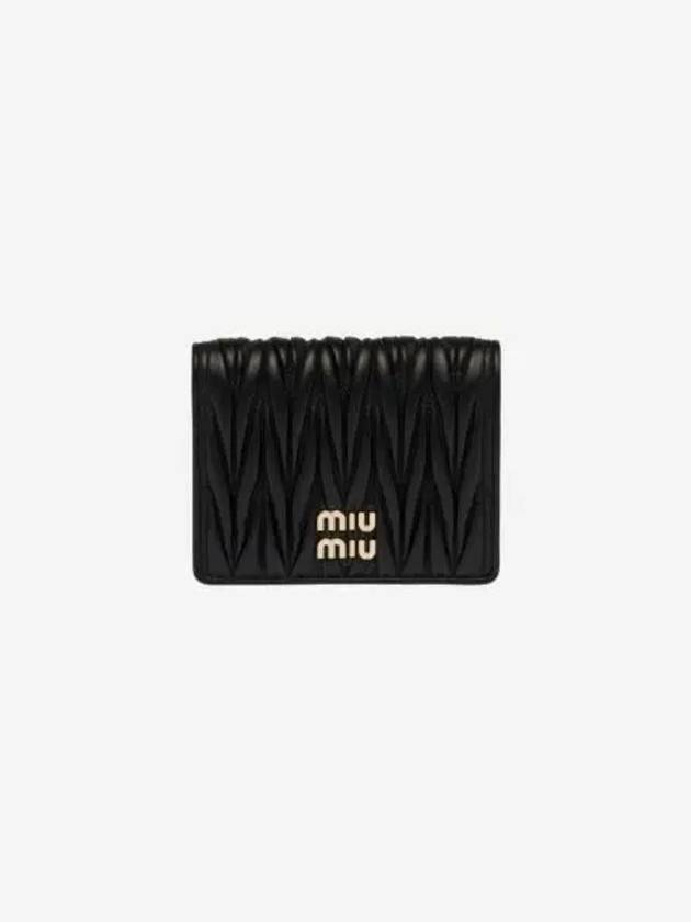 미우 미우 마테라쎄 나파 가죽 반지갑 블랙 Miu Miu Matelasse Nappa Leather Wallet Black