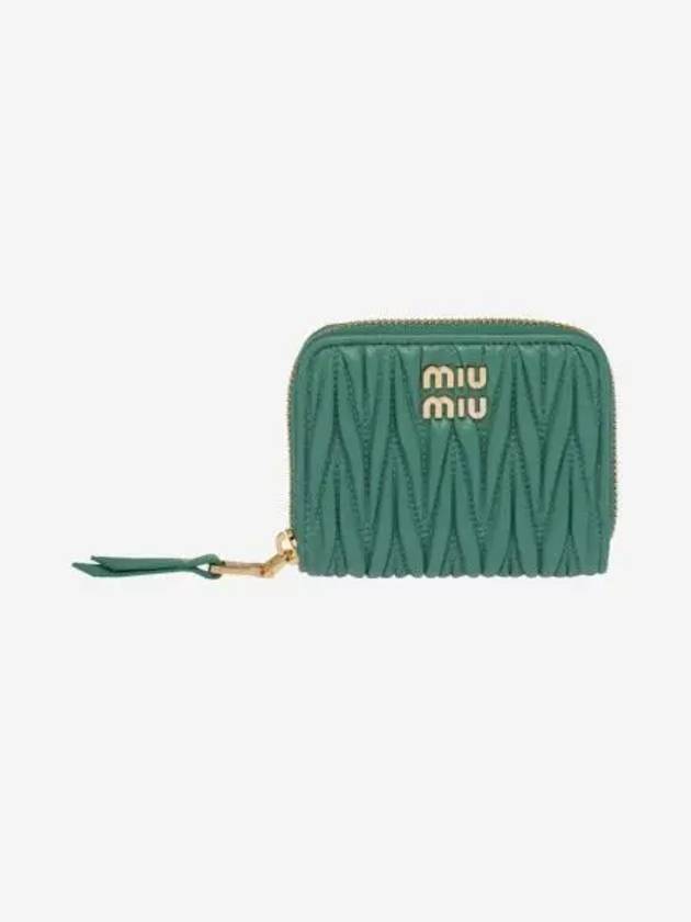 미우 미우 마테라쎄 나파 가죽 동전 지갑 세이지 그린 Miu Miu Matelasse Nappa Leather Coin Purse Sage Green