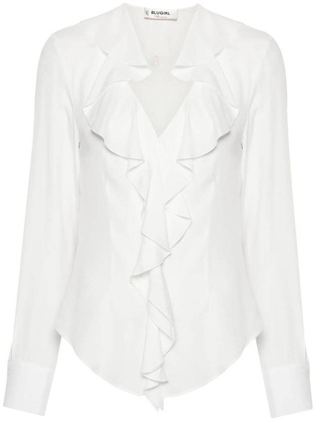 Blugirl White Crepe Ruffled Dress