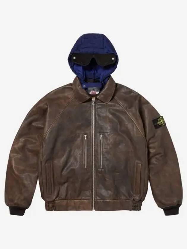 슈프림 x 스톤 아일랜드 레더 봄버 자켓 브라운 23FW Supreme x Stone Island Leather Bomber Jacket Brown 23FW