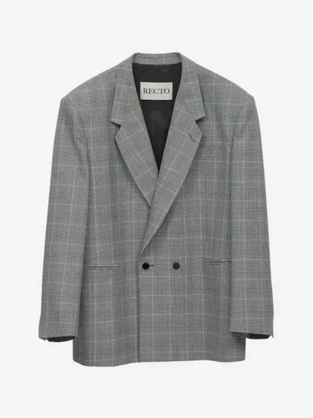렉토 글렌 체크 오버사이즈 테일러드 자켓 블랙 Recto Glen Check Oversize Tailored Jacket Black