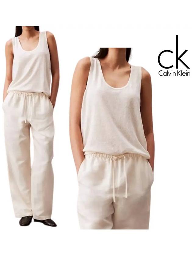 캘빈클라인 나시 여성 린넨 탱크 탑 티셔츠 화이트