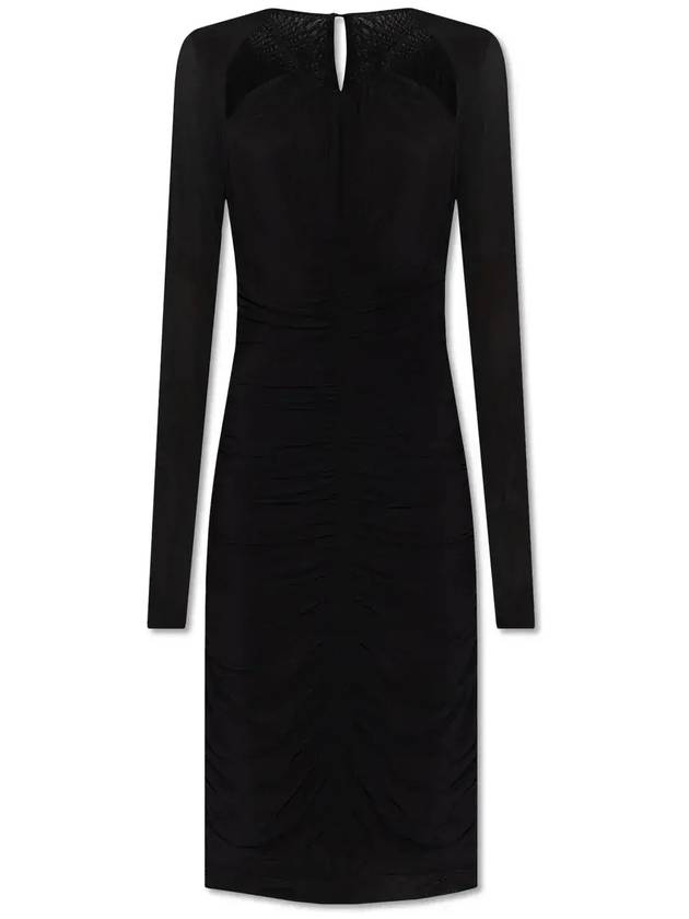 Isabel Marant Logane 주름 디테일 미디 드레스 RO0180FAA3K14I_BLACK