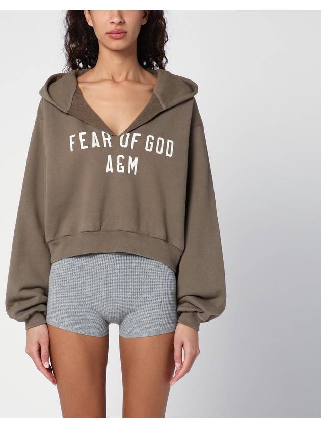 Fear of God Essentials Military green cropped sweatshirt with logo