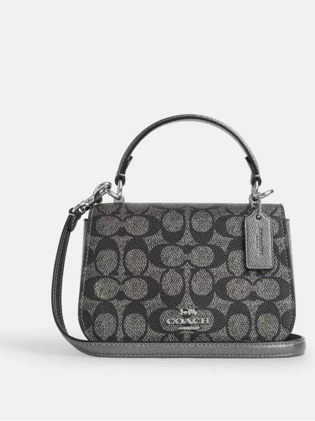 코치 리사 탑 핸들 크로스백 시그니쳐 캔버스 Silver Gunmetal Multi