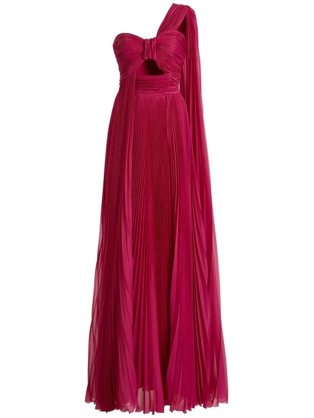 Pleated Chiffon One-Shoulder Gown