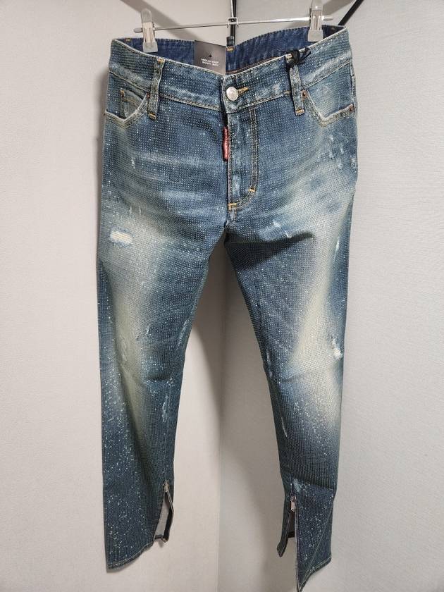DSQUARED2 디스퀘어드2 Rhinestone embroidered skinny jeans