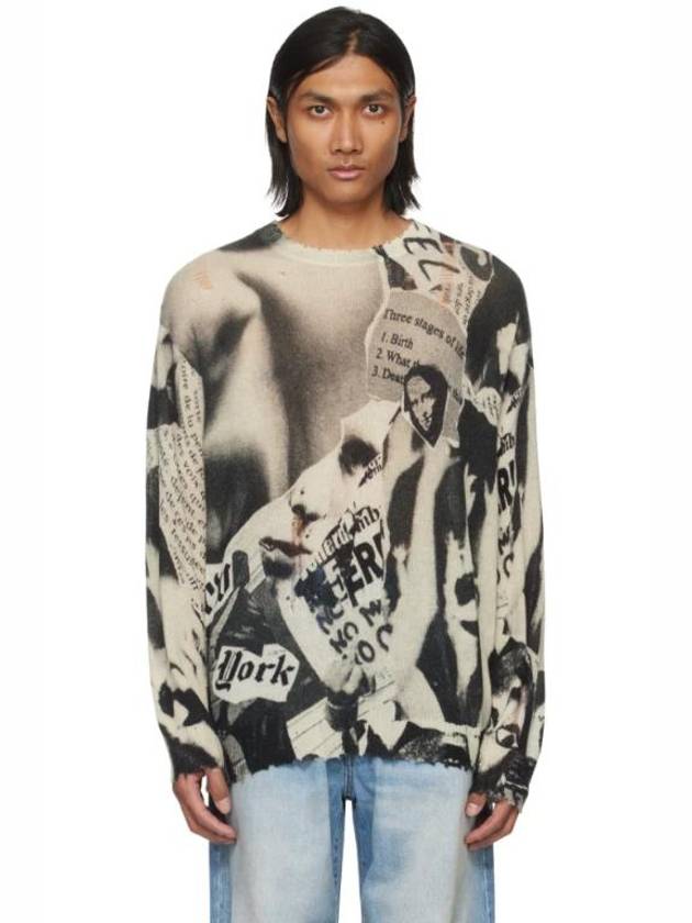 Off White Newspaper Print Sweater 241021M204001