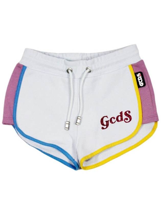 Gcds Glittered logo shorts in white