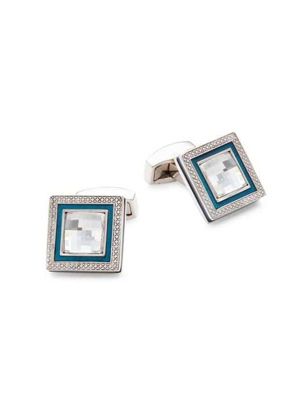 로듐 도금 스와로브스키 크리스탈 스퀘어 커프링크스 Rhodium Plated & Swarovski Crystal Square Cufflinks
