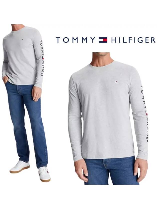타미힐피거 TH 플래그 로고 탑 긴팔티셔츠 그레이