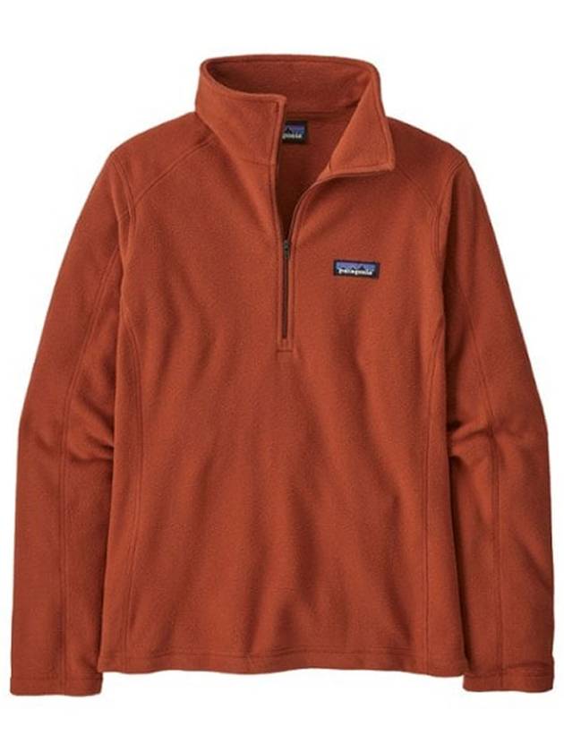 파타고니아 여성 마이크로 D 쿼터집 플리스 풀오버 후리스 긴팔 티셔츠 Burnished Red