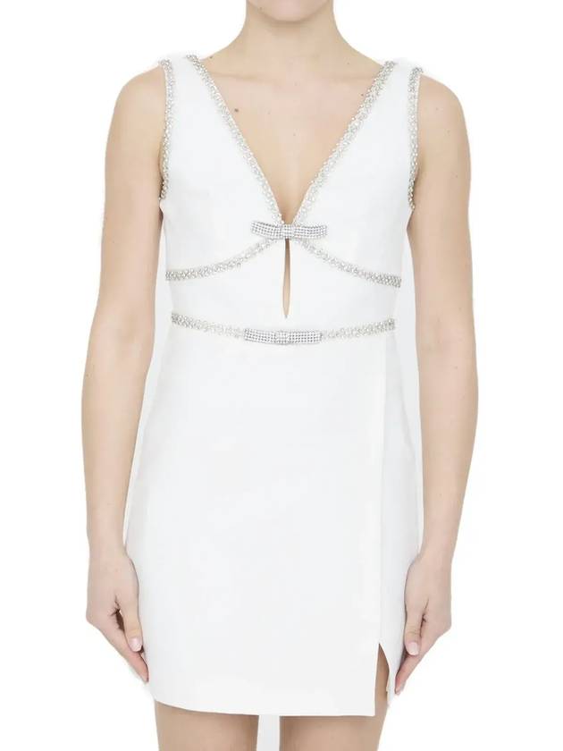 Self Portrait 본디드 크레이프 보우 미니 드레스 SS24252S_W