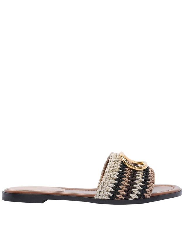 Valentino Garavani Brown V Logo Signature Slides