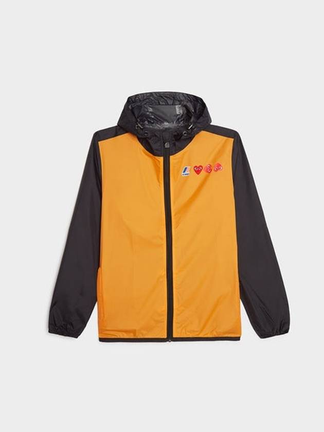 꼼데가르송 플레이 남녀공용 K-Way Hoodie Full Zip Orange Black AZ-J505-051-1
