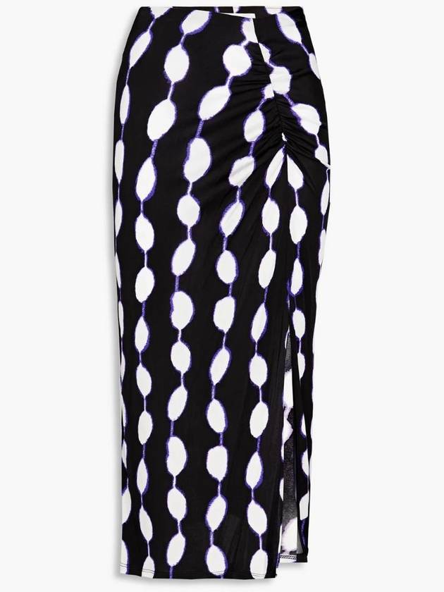 NB07 다이앤본퍼스텐버그 여성 스커트 Cybele ruched printed jersey midi skirt