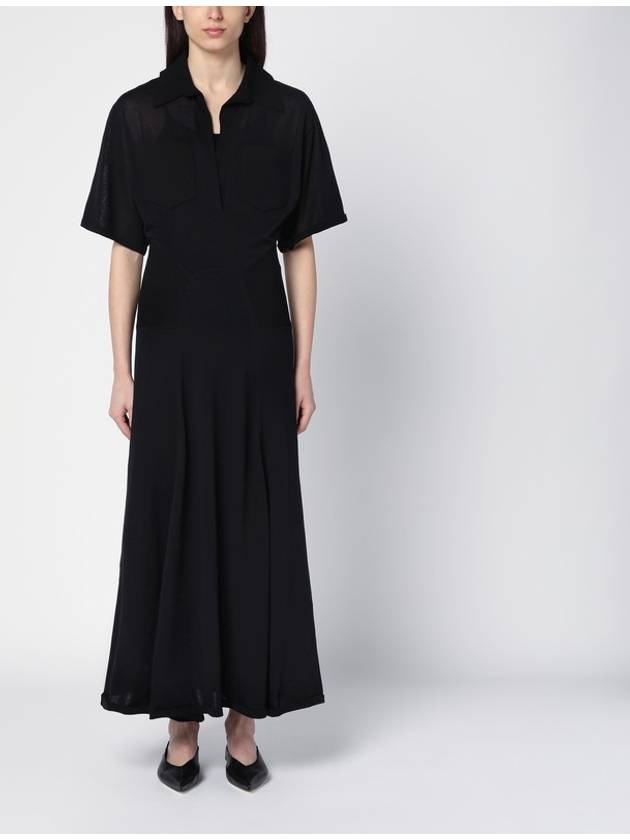 Victoria Beckham Black semi-transparent knit long dress