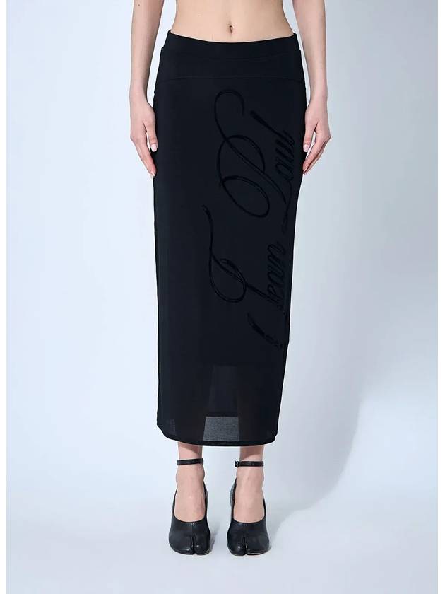 장 폴 고티에 메시 타투 미디 스커트 JU165IJ08200_None