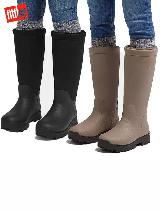 핏플랍 원더웰리 ATB 고성능 양털 롤다운 웰링턴 털 부츠 블랙 밍키그레이