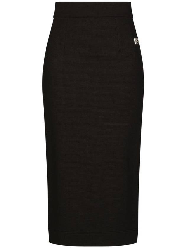 돌체앤가바나 여성 밀라노 리브 Milano rib 미디 펜슬 스커트 블랙