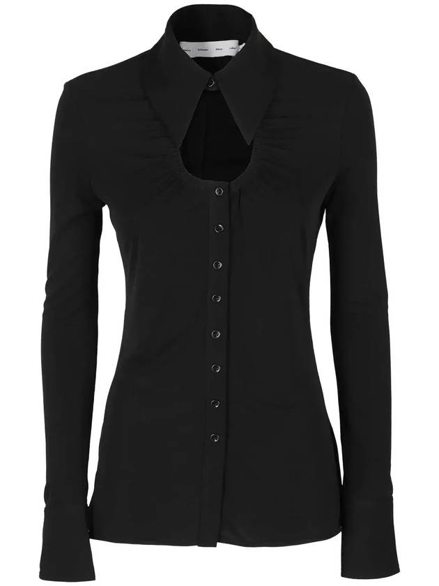 Proenza Schouler 화이트 라벨 롱슬리브 저지 키홀 탑 WL2334392_001