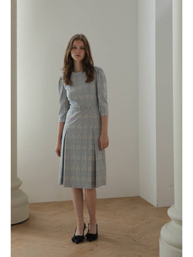 24FW 까이지엔느 하객룩 자수 H_라인 미디 원피스_다크 스카이 블루