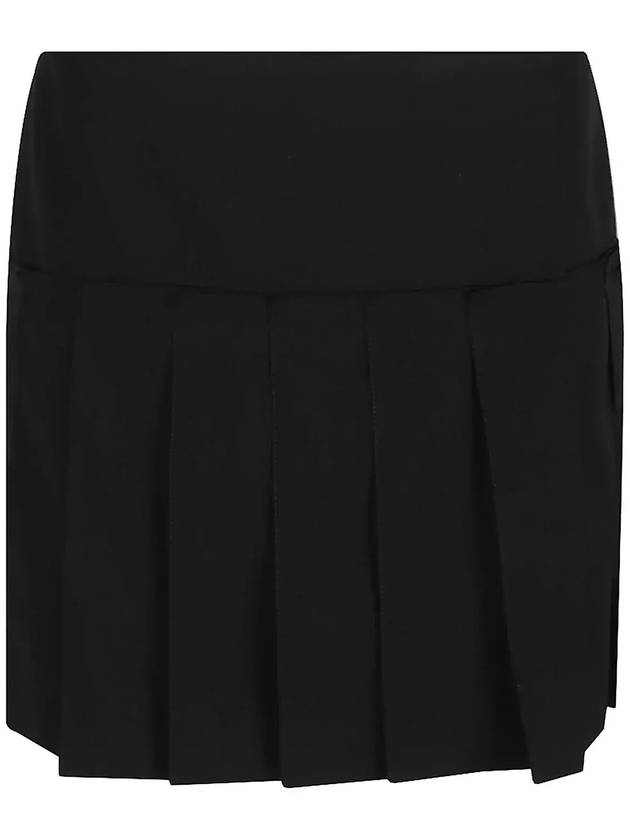 알렉산더 맥퀸 플리츠 미니 A라인 스커트 블랙