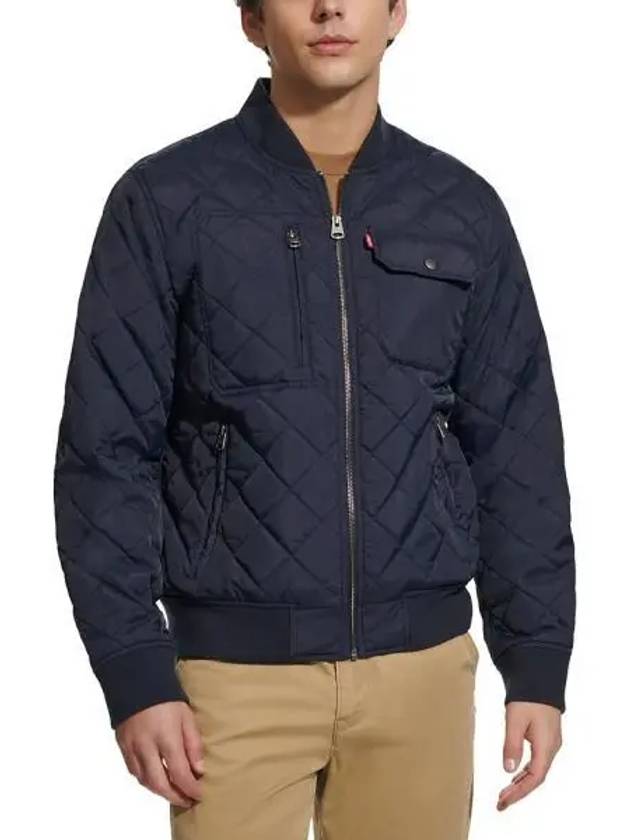 리바이스 맨즈 레귤러핏 다이아몬드 퀄티드 봄버 패딩 자켓 네이비 10187843