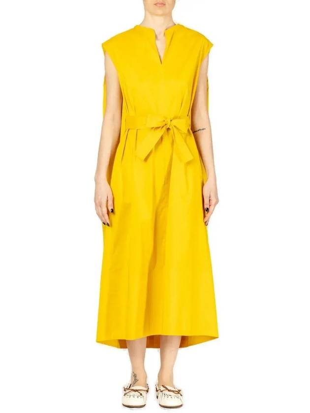 파비아나 필리피 슬리브리스 벨트 웨이스트 미디원피스 옐로우