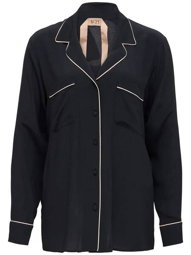 N°21 파이핑 스트레이트 헴 셔츠 G1215111_9000NERO