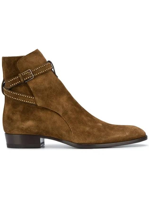 생로랑 남성 스웨이드 앵클 부츠 브라운